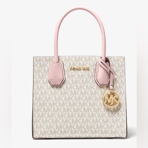 Michael Kors Mercer Medium Logo and Leather Accordion Crossbody Bag